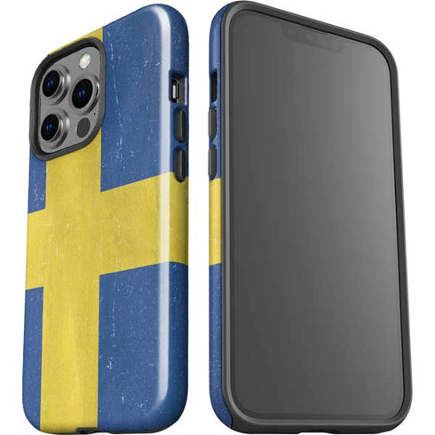 Sweden Flag Distressed iPhone 14 Pro Impact Case